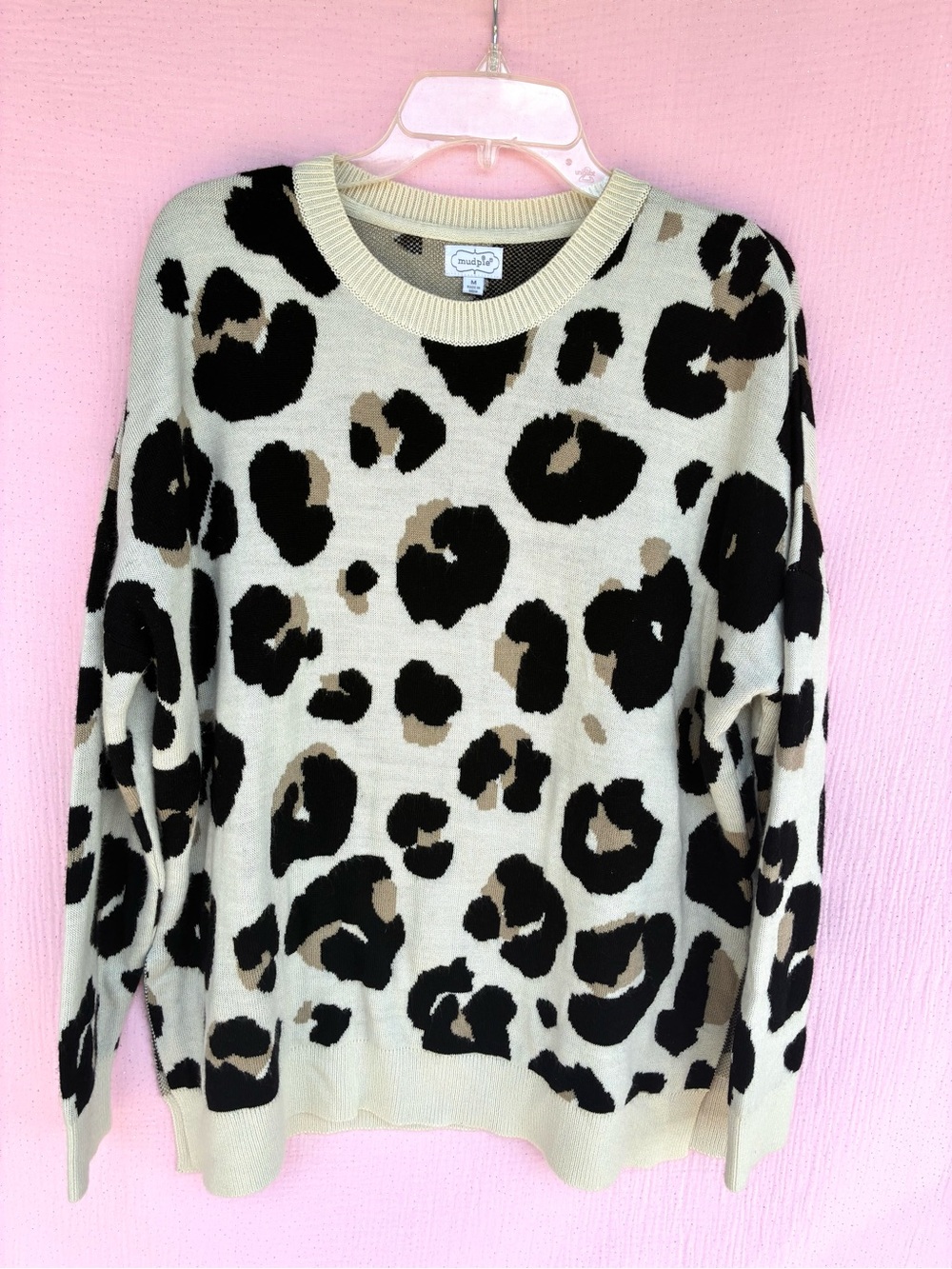Mud Pie Leopard Crewneck Sweater Size Medium